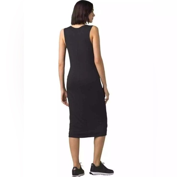 Prana Dress Womens Black Foundation Midi Split Neck Sleeveless Modal Size Large - Picture 9 of 11
